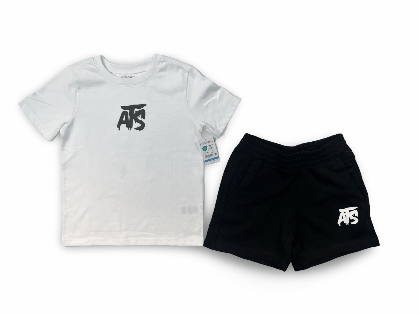 Kid’s Shorts Set (White on Black)